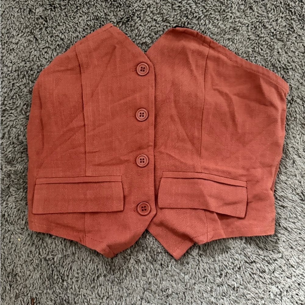 Women's Rust Button-Up Vest